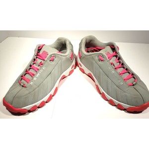 K-Swiss Women's CFM Classic Leather Low gray/pink Training Shoes Sneakers Size 6